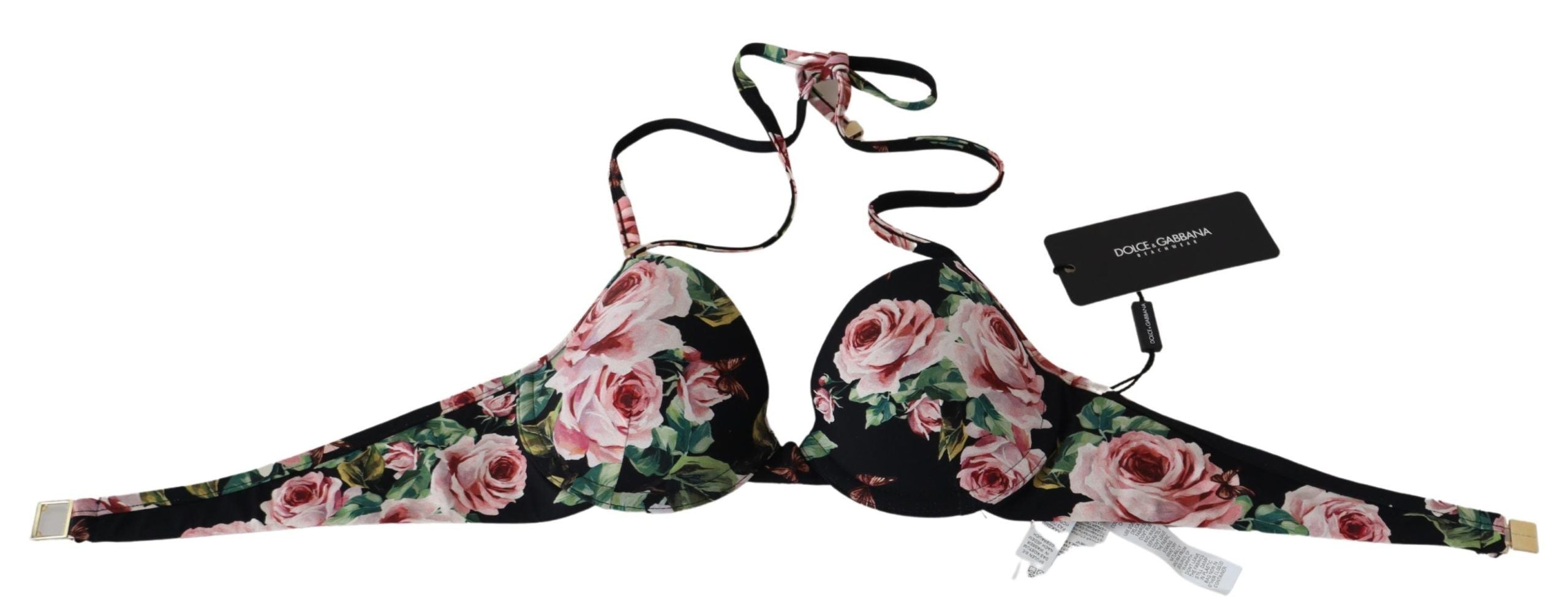 Black Roses Print Swimsuit Beachwear Bikini Tops - it1-xs