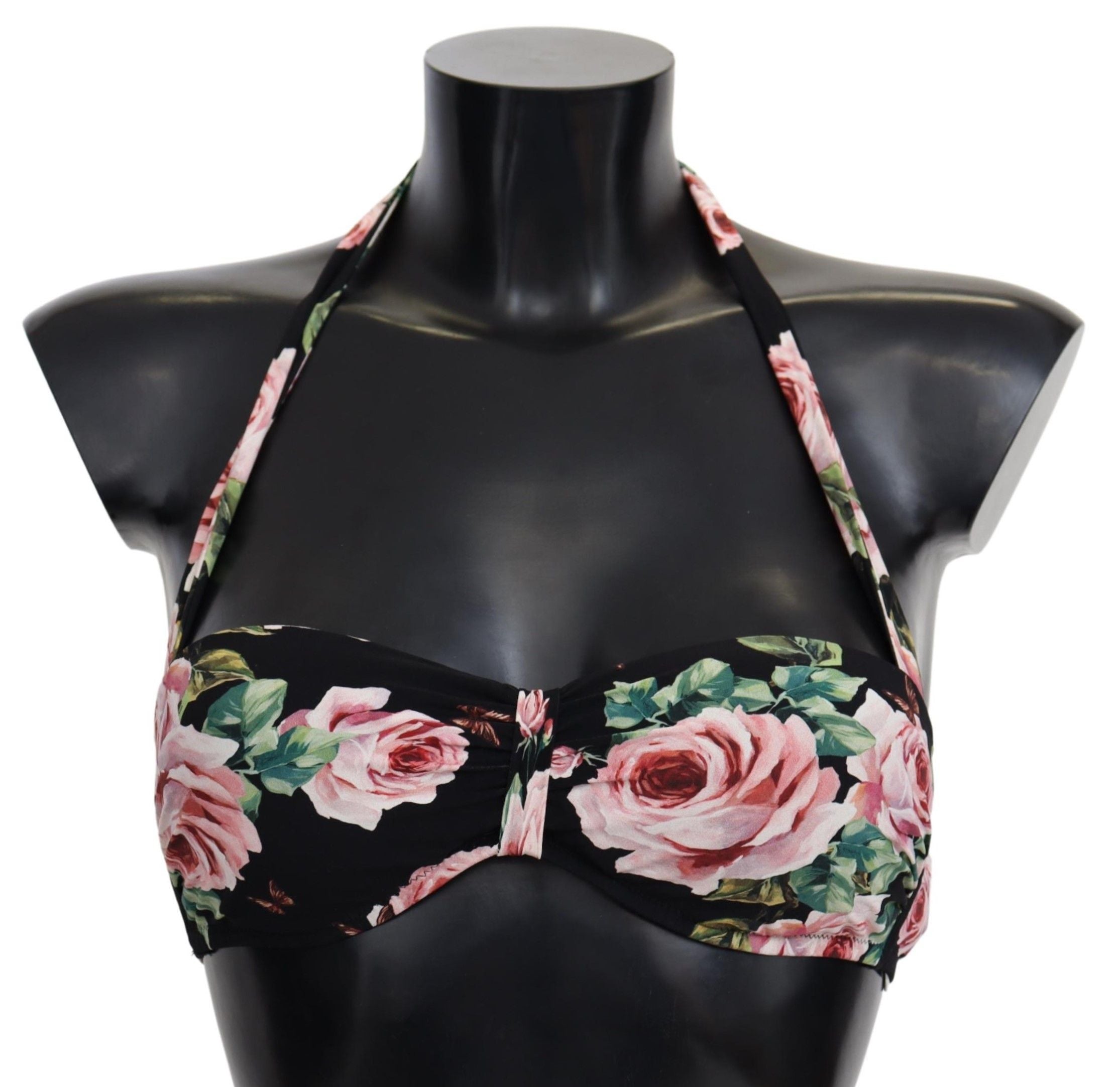 Black Roses Print Swimsuit Beachwear Bikini Tops - it1-xs