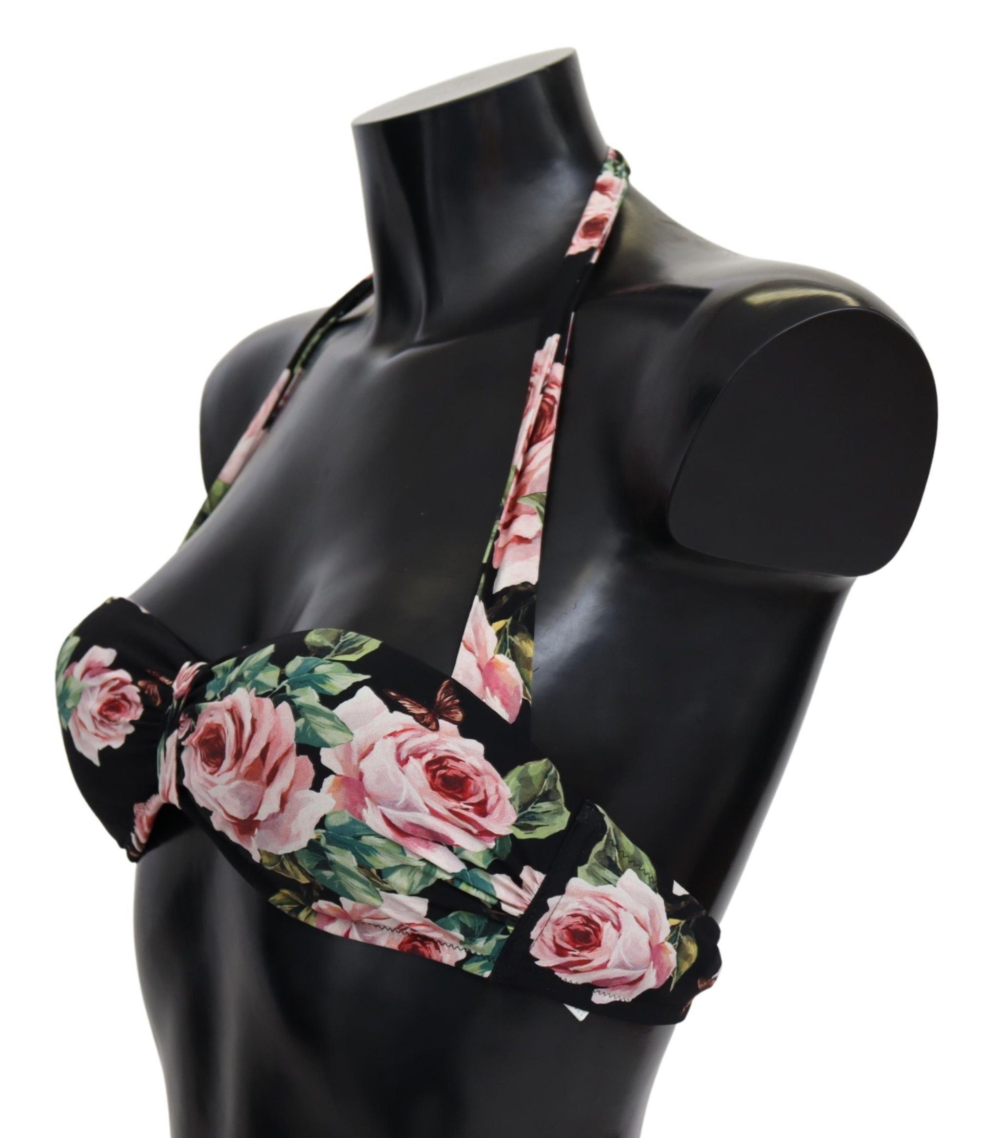 Black Roses Print Swimsuit Beachwear Bikini Tops - it1-xs