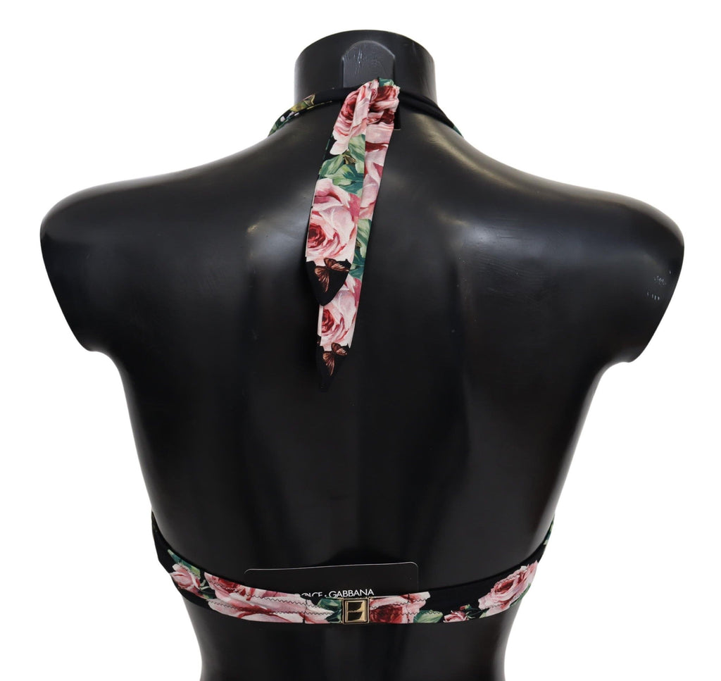Black Roses Print Swimsuit Beachwear Bikini Tops - it1-xs