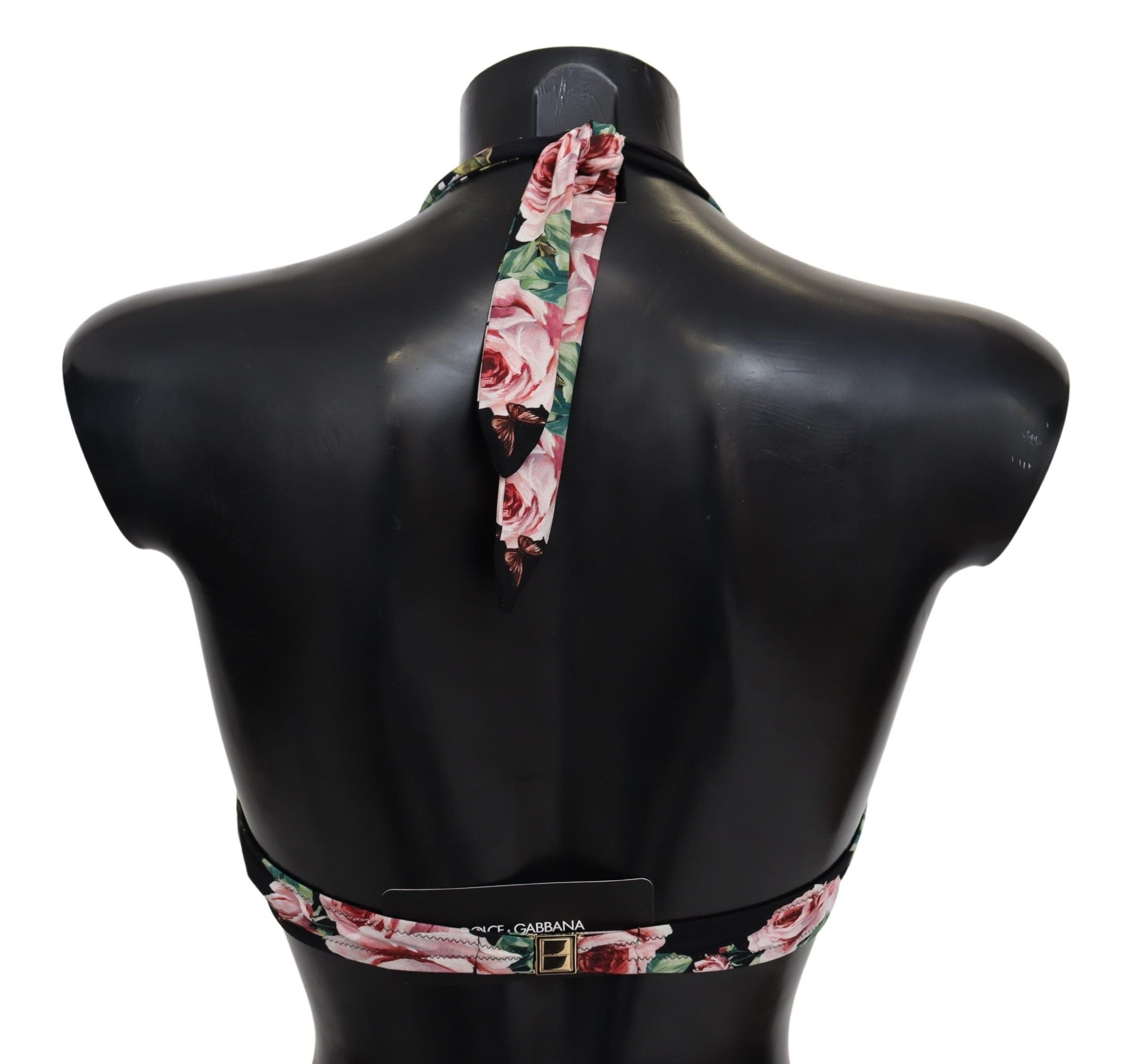 Black Roses Print Swimsuit Beachwear Bikini Tops - it1-xs