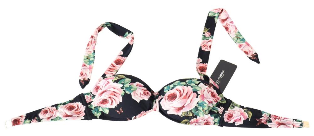 Black Roses Print Swimsuit Beachwear Bikini Tops - it1-xs