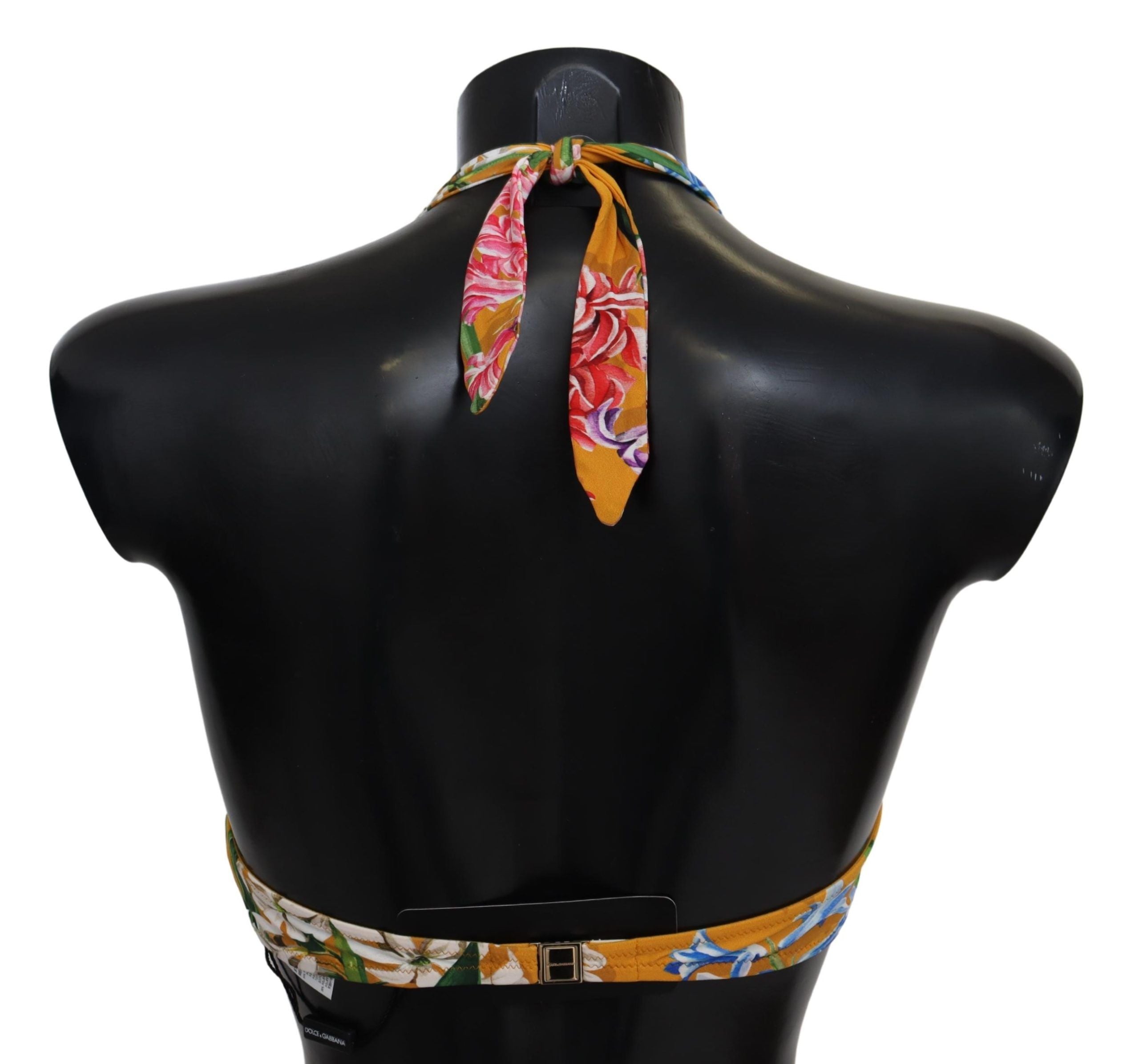 Yellow Floral Print Swimsuit Beachwear Bikini Tops - it1-xs