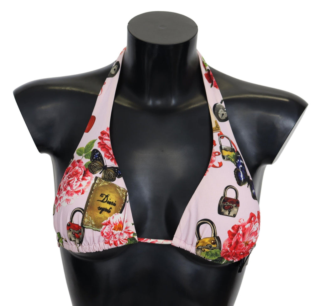 Multicolor Floral Butterfly Padlock Bikini Tops - it1-xs
