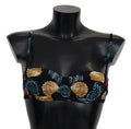 Black Seashells Print Women Swimwear Bikini Tops - it1-xs