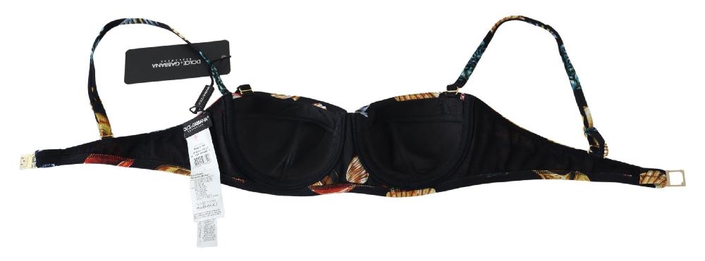 Black Seashells Print Women Swimwear Bikini Tops - it1-xs