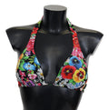 Multicolor Floral Print Swimwear Bikini Tops - it1-xs