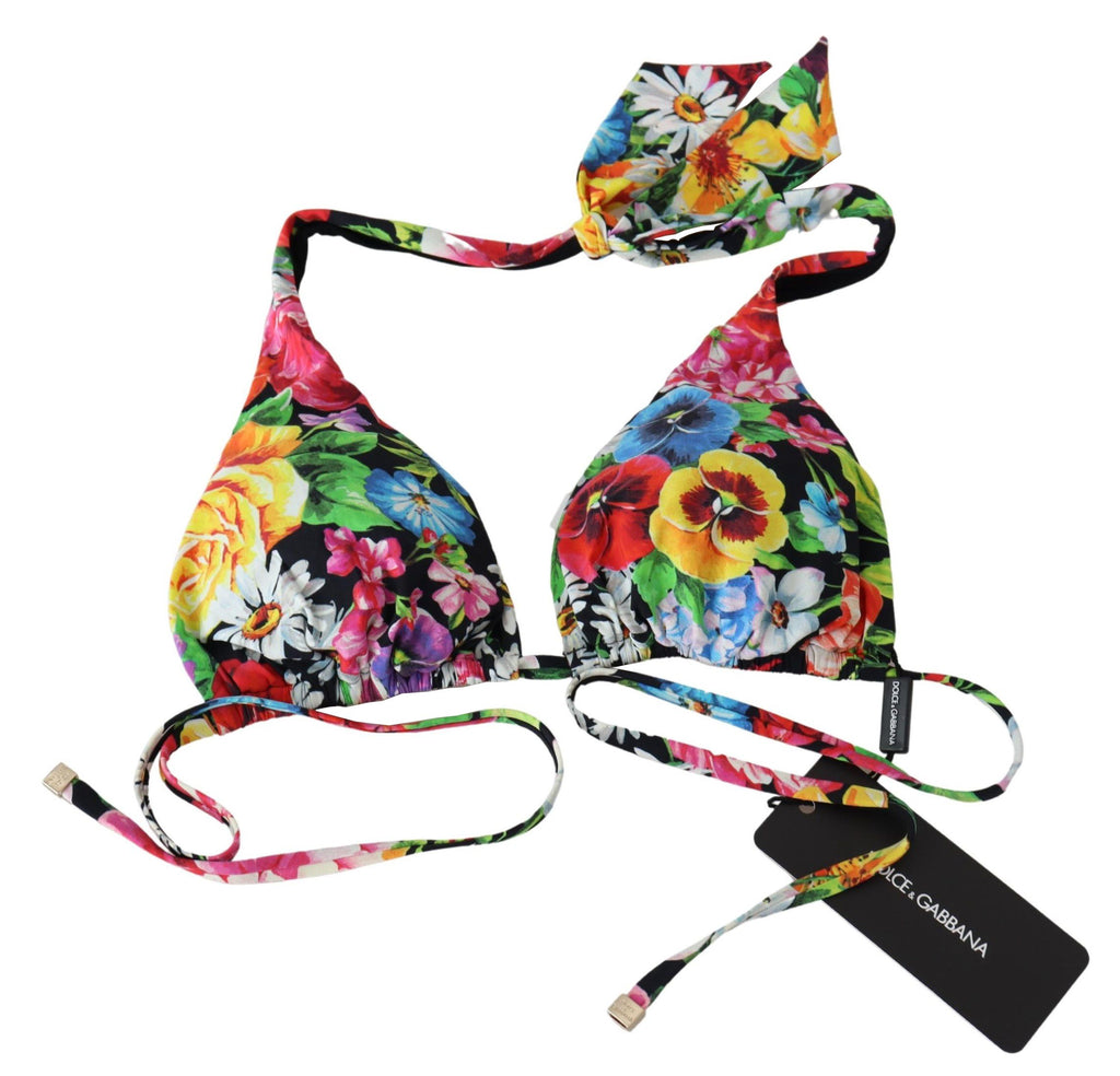 Multicolor Floral Print Swimwear Bikini Tops - it1-xs