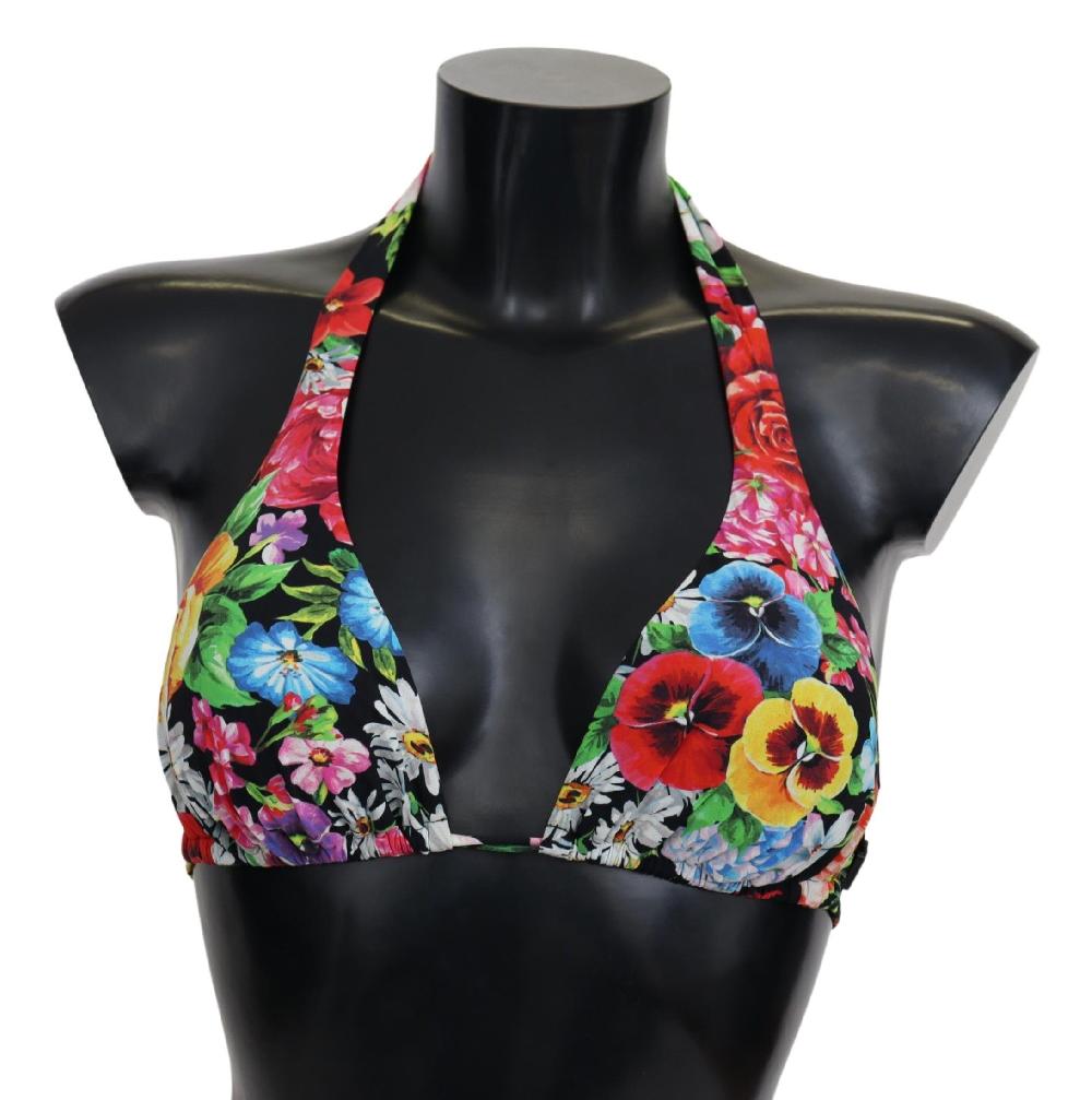 Multicolor Floral Print Swimwear Bikini Tops - it1-xs