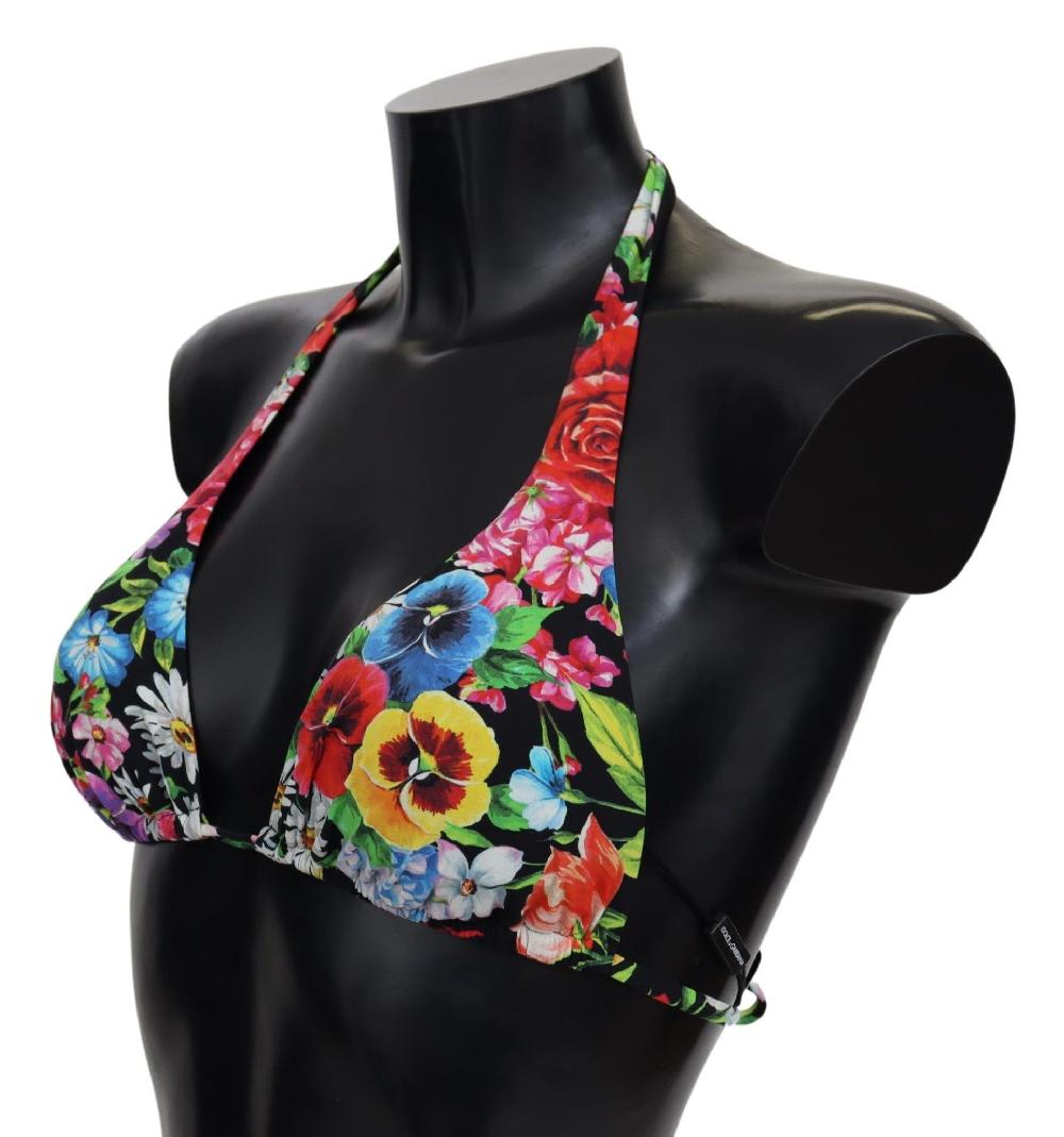 Multicolor Floral Print Swimwear Bikini Tops - it1-xs