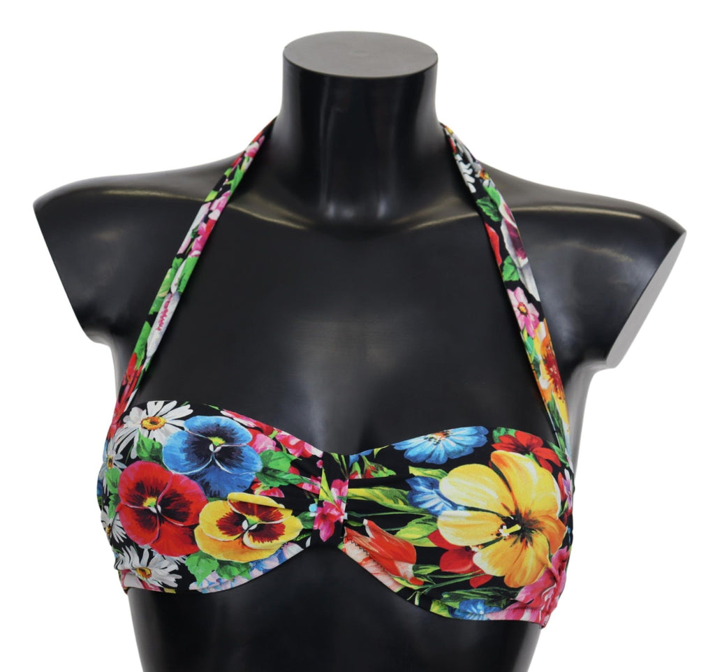 Multicolor Floral Print Swimwear Bikini Tops - it1-xs