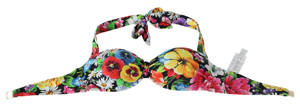 Multicolor Floral Print Swimwear Bikini Tops - it1-xs