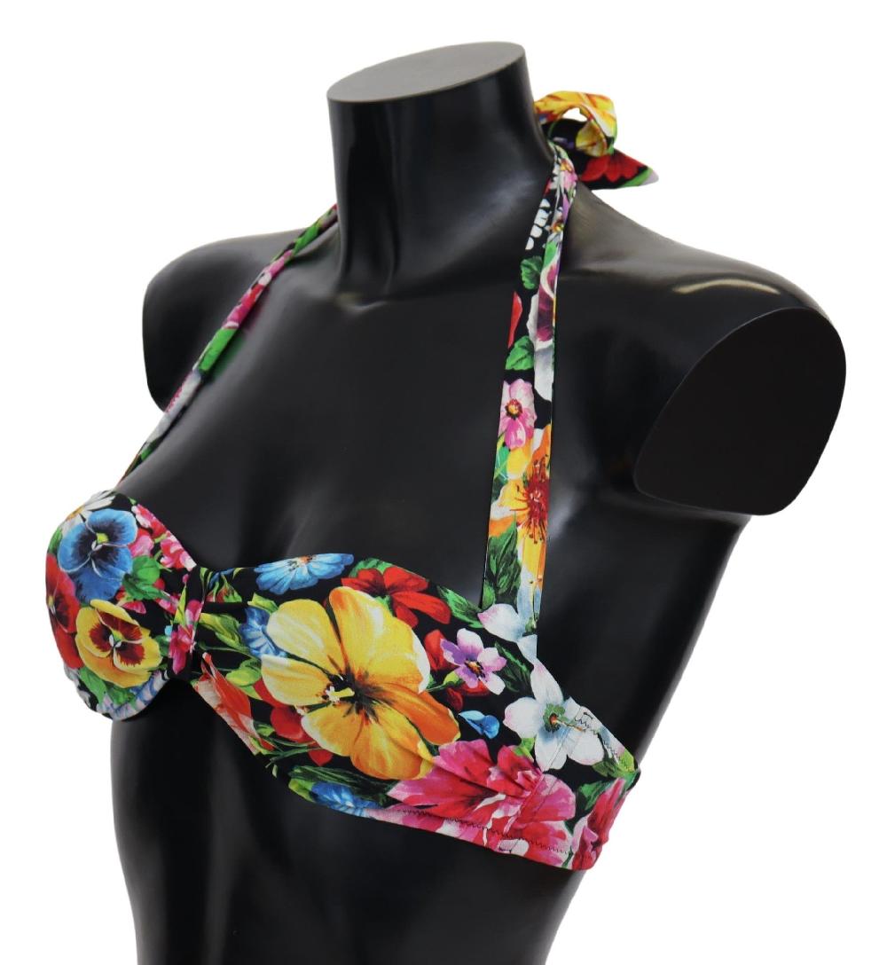 Multicolor Floral Print Swimwear Bikini Tops - it1-xs