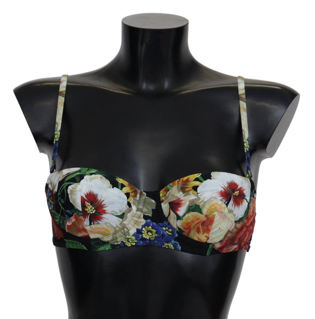 Multicolor Floral Print Swimwear Bikini Tops - it1-xs