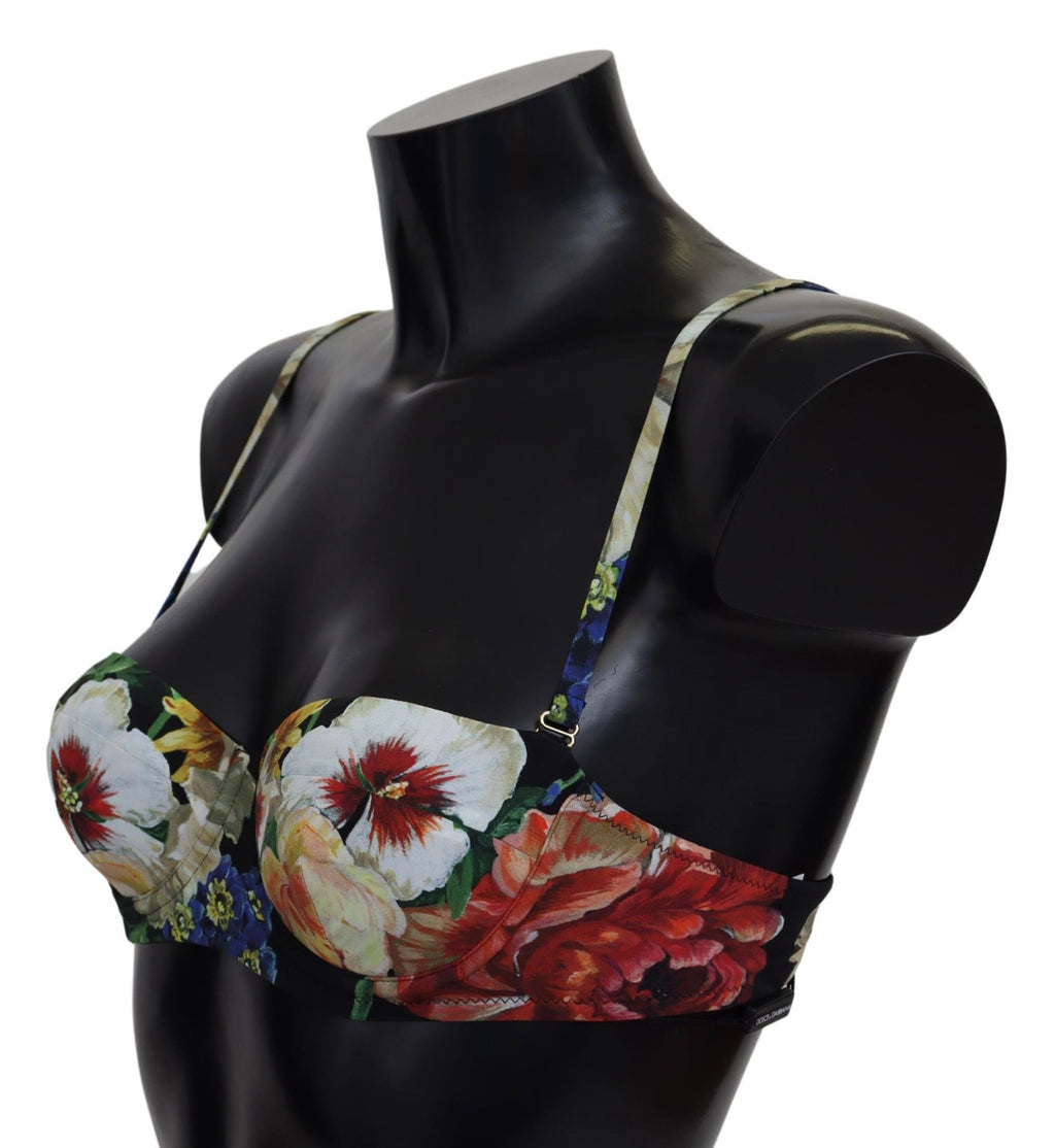 Multicolor Floral Print Swimwear Bikini Tops - it1-xs