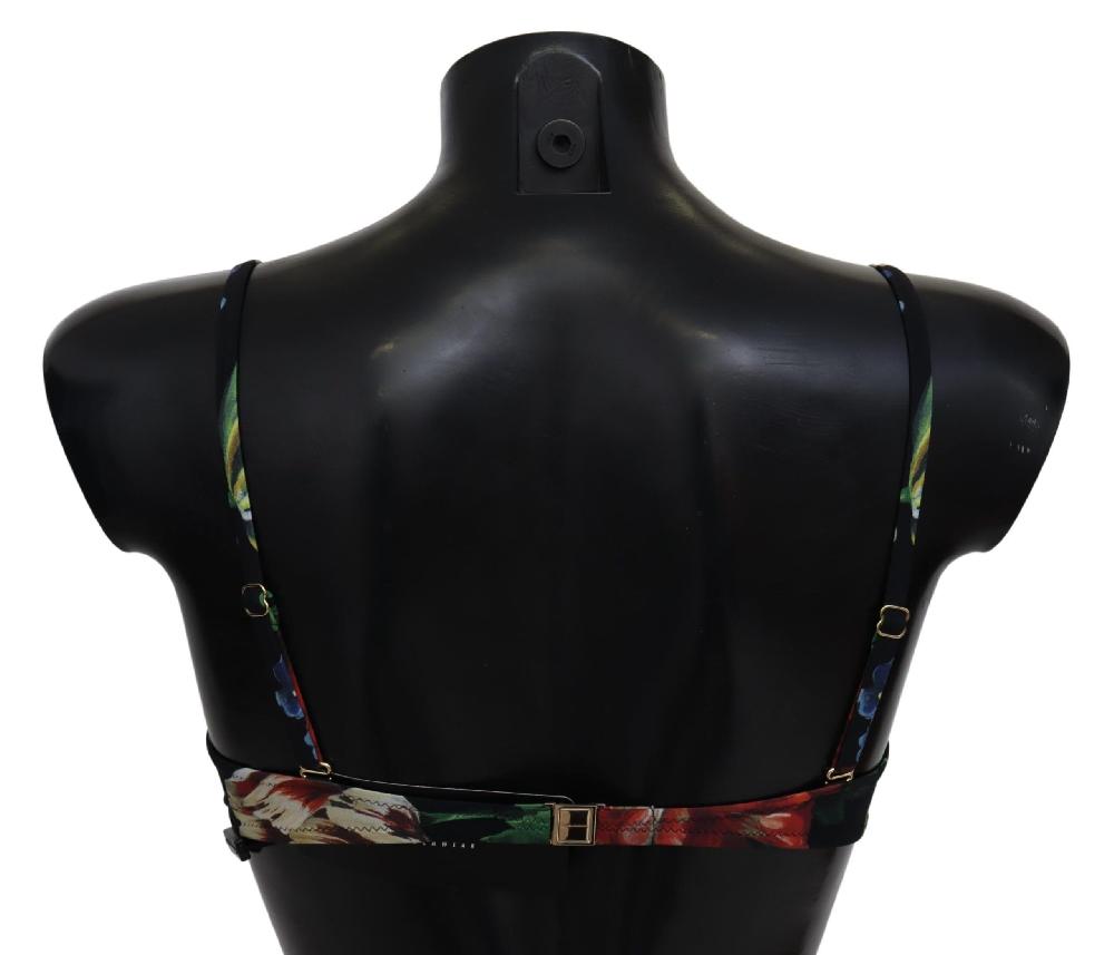 Multicolor Floral Print Swimwear Bikini Tops - it1-xs