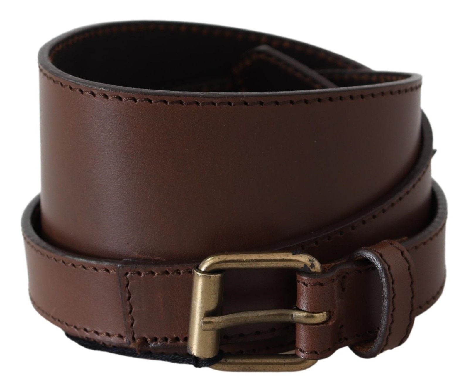 Brown Wide Leather Rustic Gold Metal Buckle Dark - 100-cm-40-inches