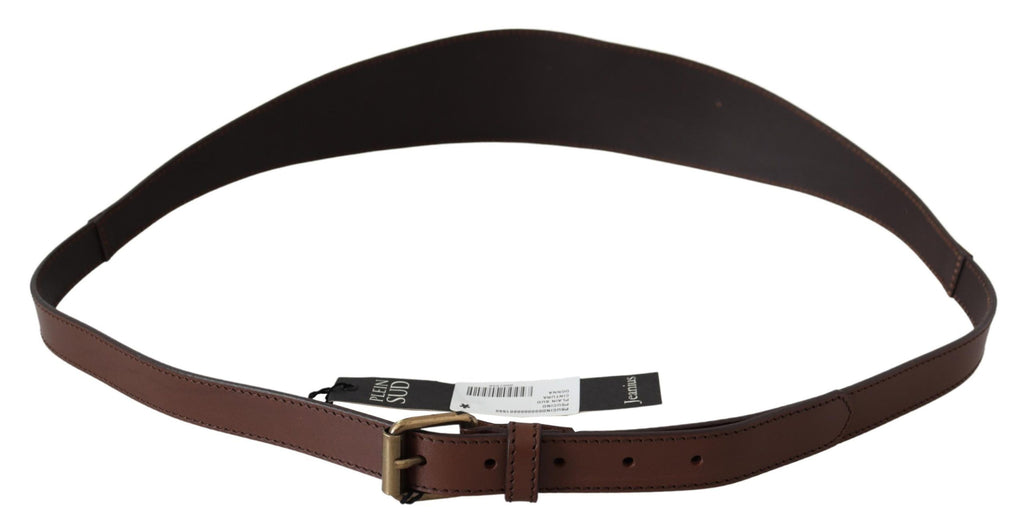 Brown Wide Leather Rustic Gold Metal Buckle Dark - 100-cm-40-inches