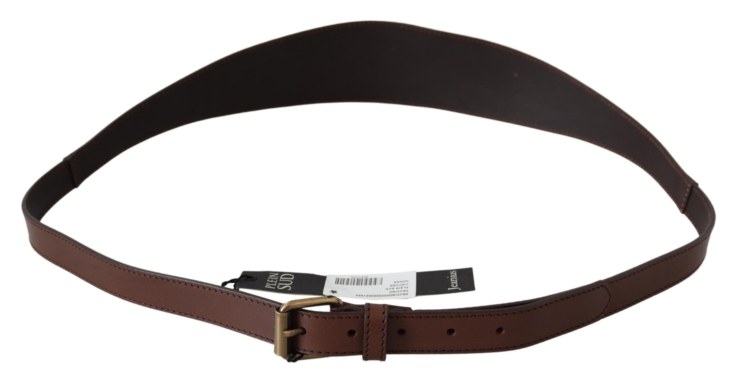 Brown Wide Leather Rustic Gold Metal Buckle Dark - 100-cm-40-inches