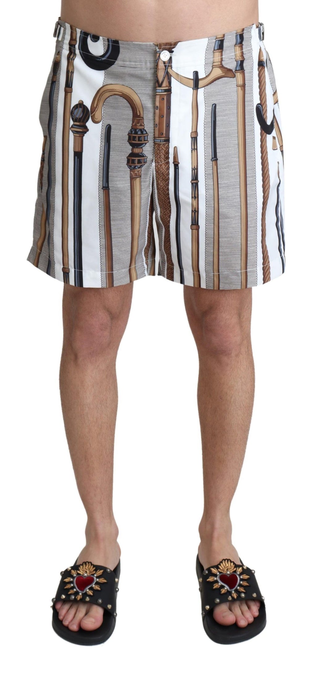 White Walking Stick Beachwear Shorts Swimshorts - it48-m