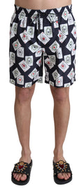 Black Card Deck Print Beachwear Swimshorts - it4-s