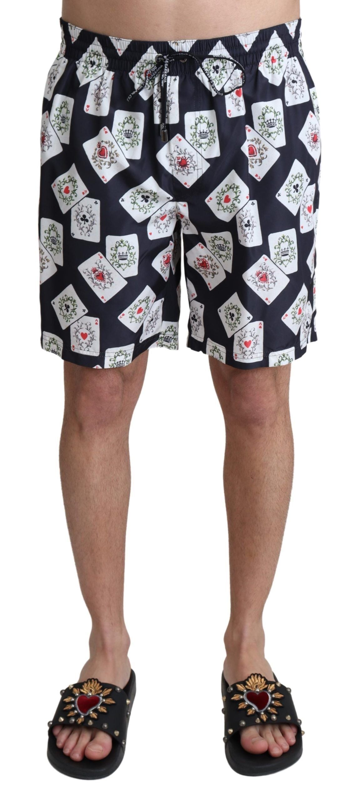 Black Card Deck Print Beachwear Swimshorts - it4-s