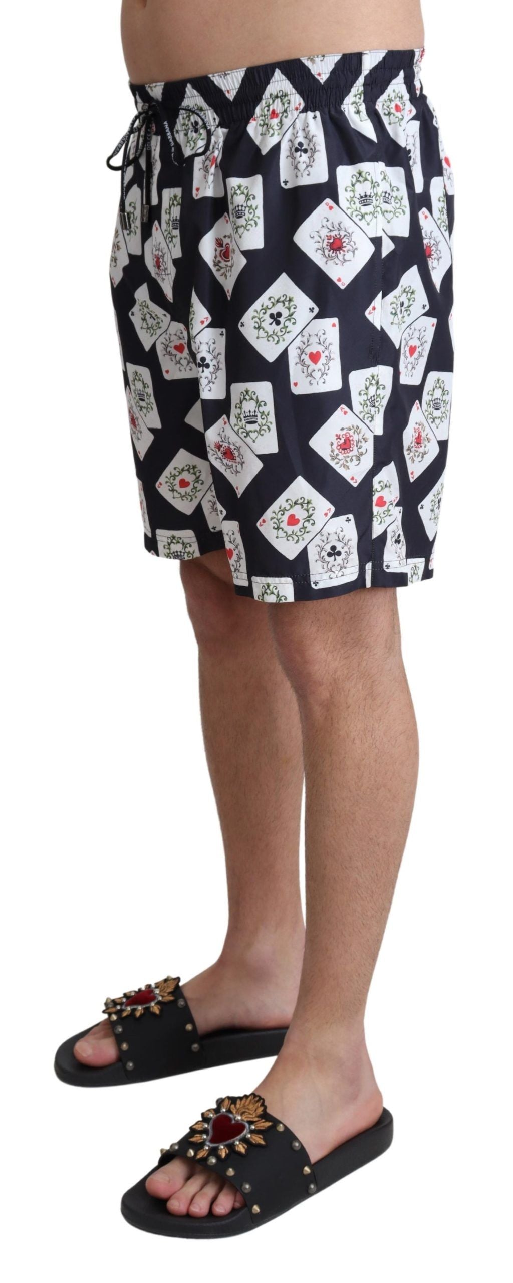 Black Card Deck Print Beachwear Swimshorts - it4-s