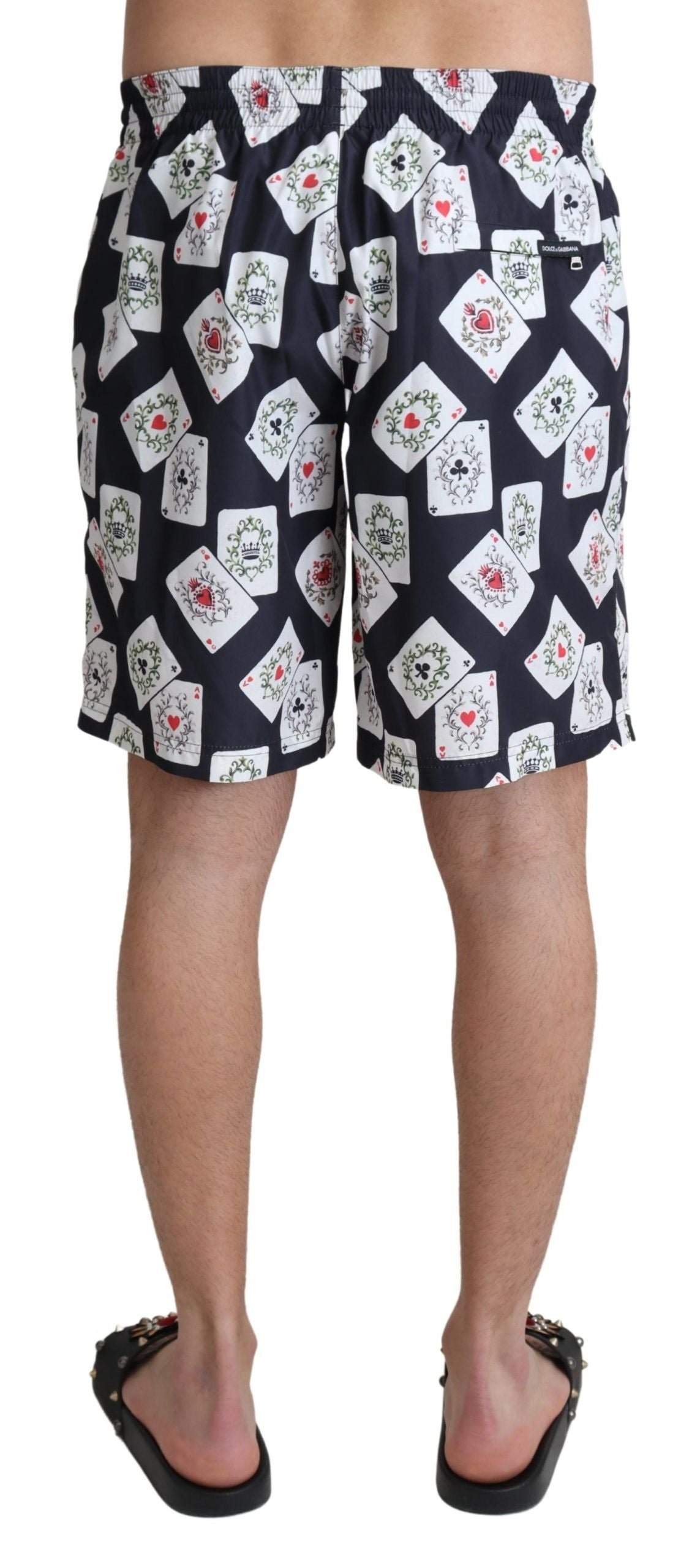Black Card Deck Print Beachwear Swimshorts - it4-s