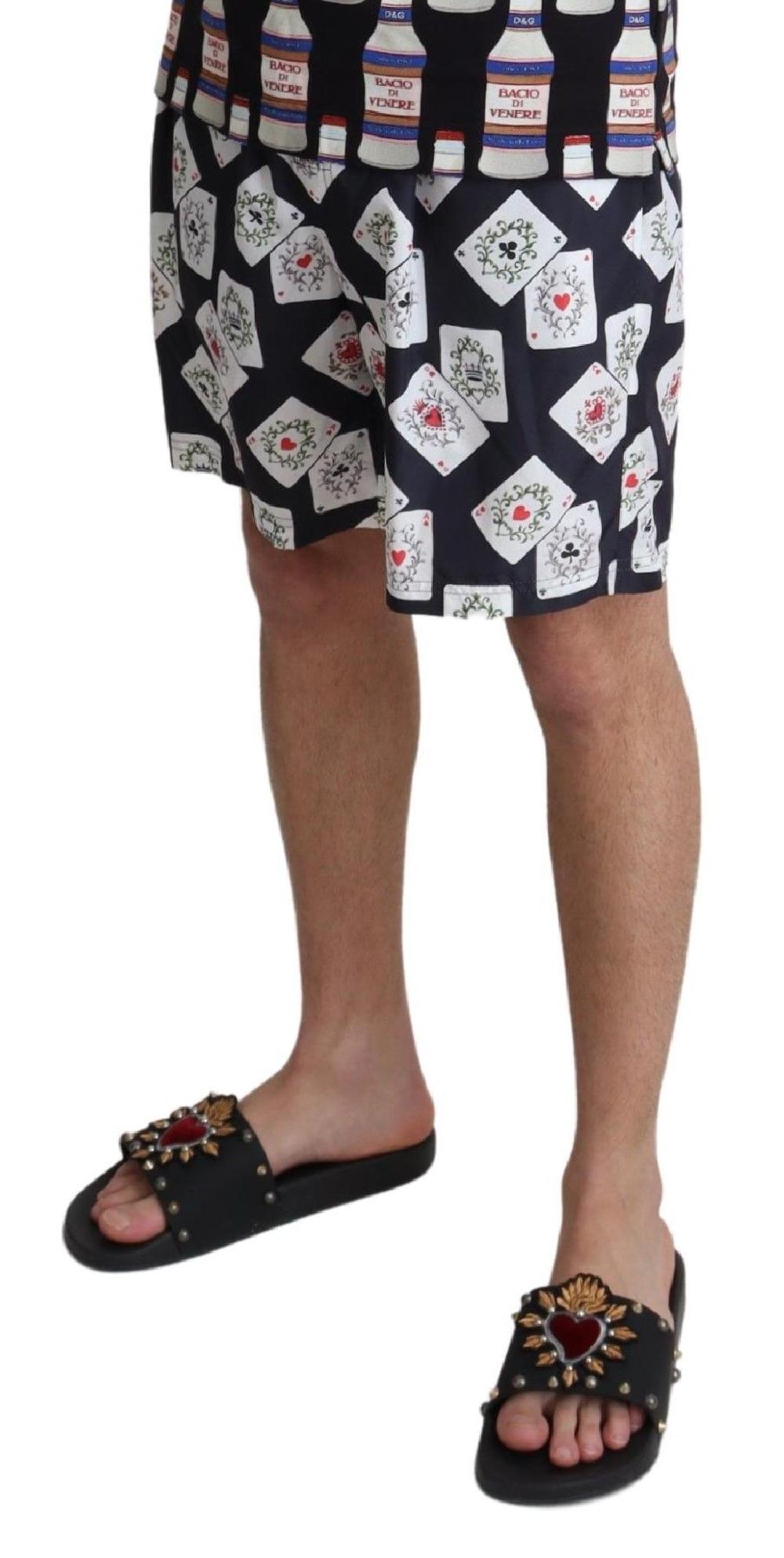 Black Card Deck Print Beachwear Swimshorts - it4-s