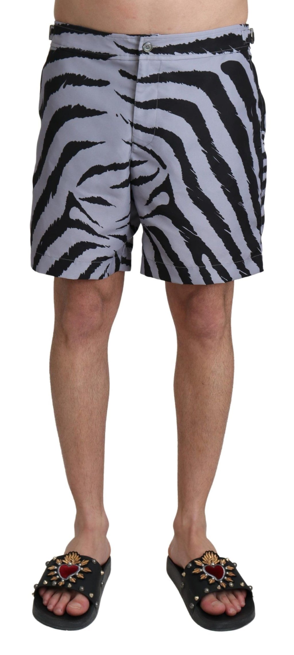 Gray Zebra Print Beachwear Shorts - it4-s