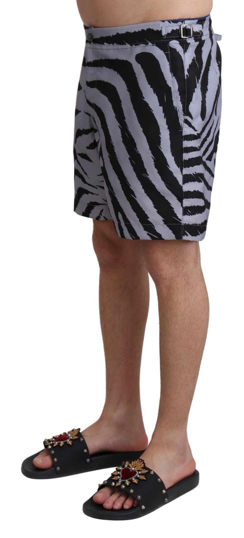 Gray Zebra Print Beachwear Shorts - it4-s