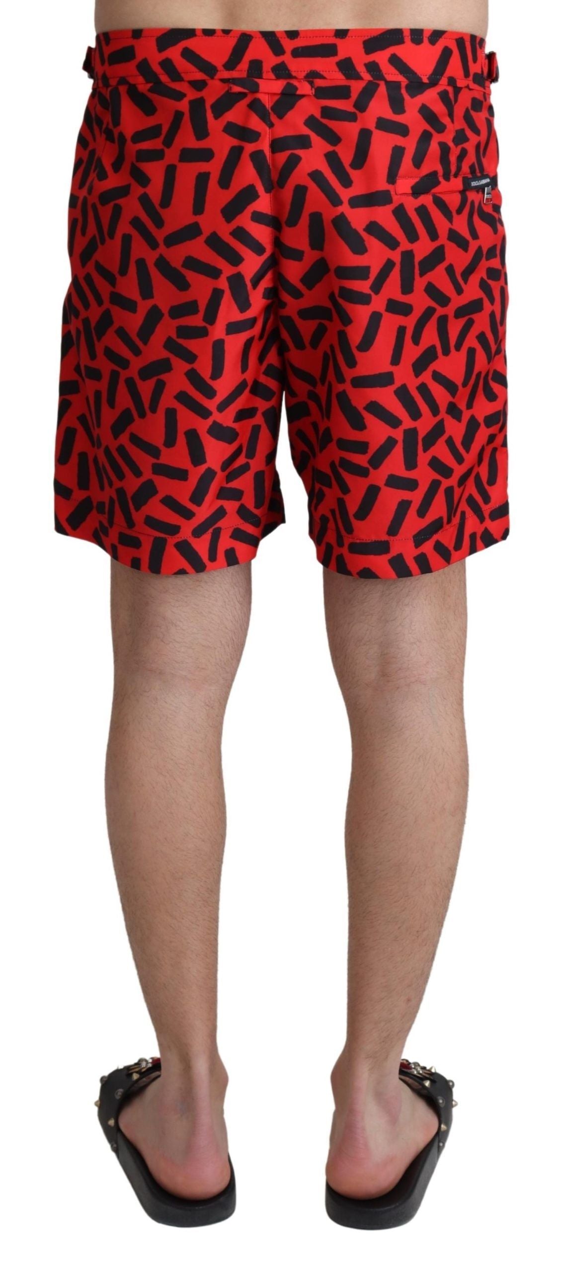 Red Patterned Beachwear Shorts Swimwear - it4-s