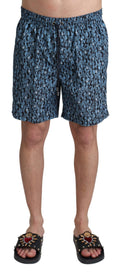 Blue Patterned Print Beachwear Shorts Swimwear - it4-s