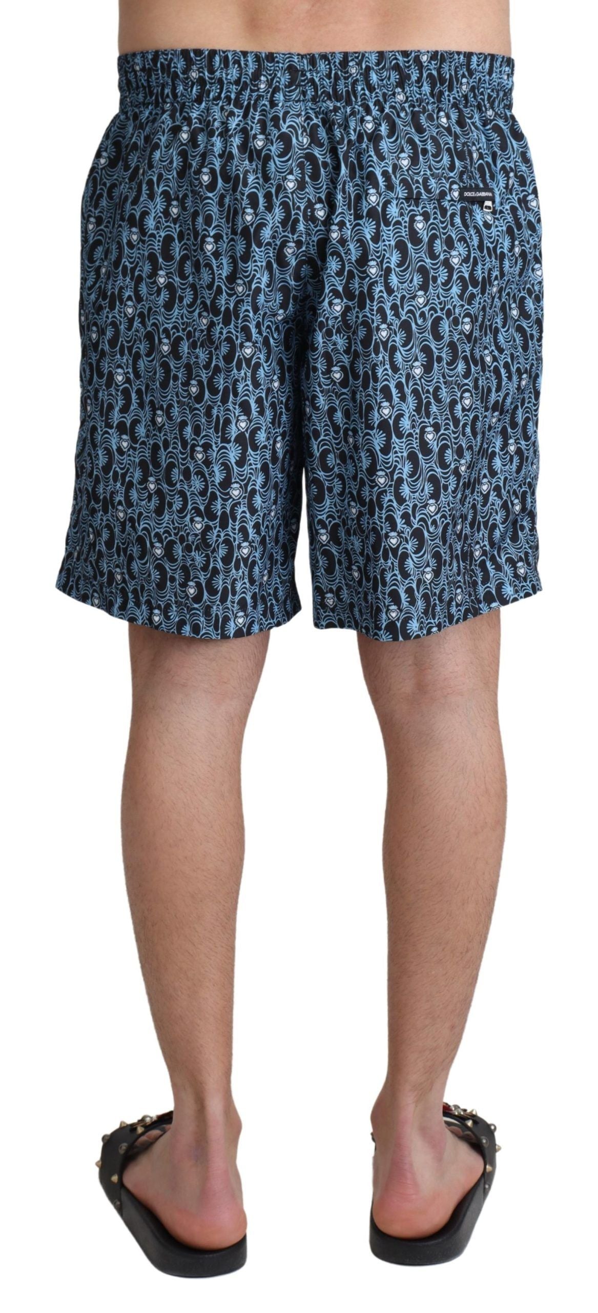 Blue Patterned Print Beachwear Shorts Swimwear - it4-s