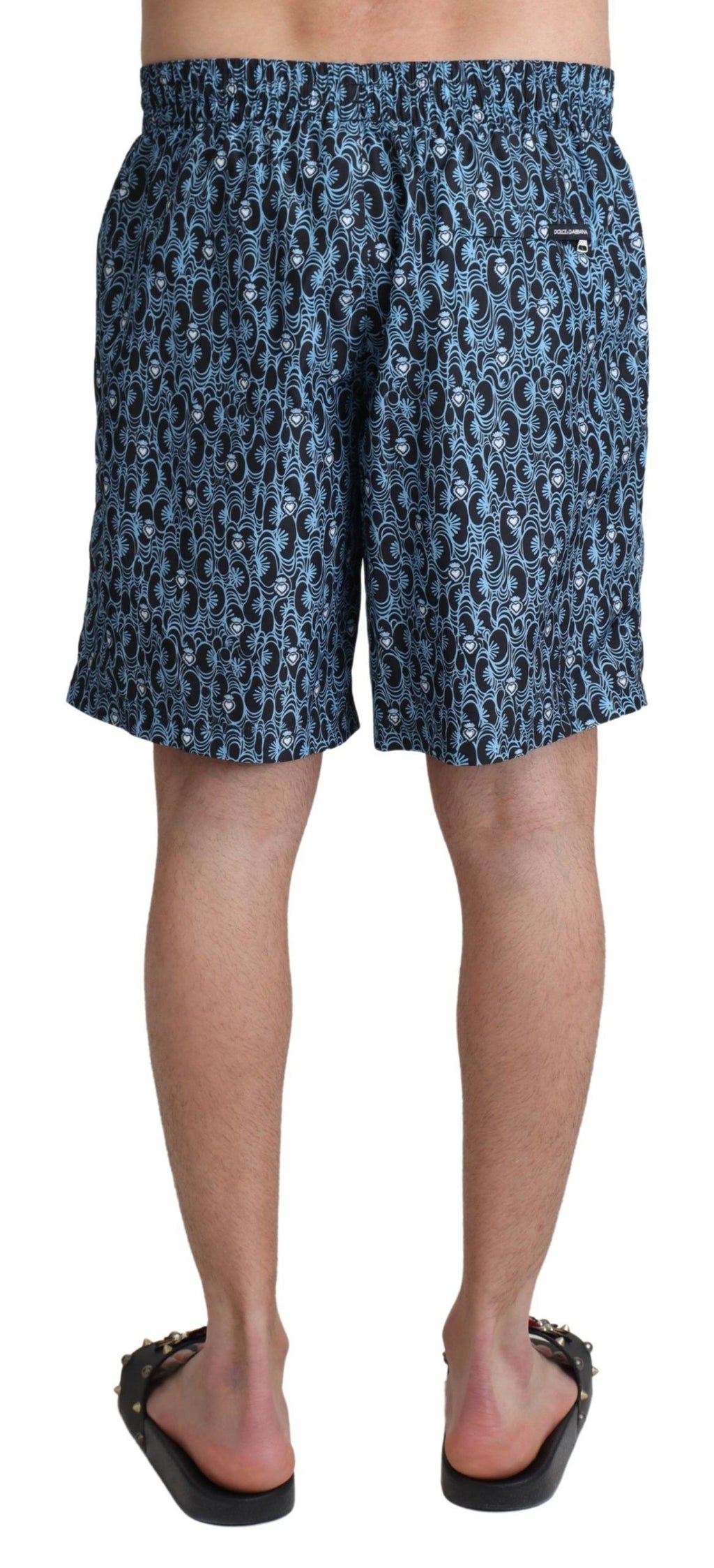 Blue Patterned Print Beachwear Shorts Swimwear - it4-s