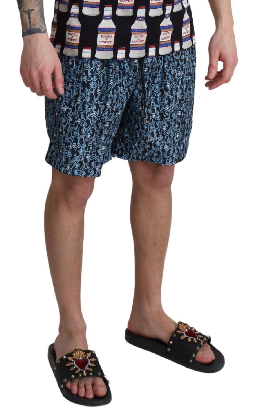 Blue Patterned Print Beachwear Shorts Swimwear - it4-s
