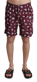 Maroon Hats Print Beachwear Shorts Swimwear - it4-s