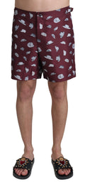 Maroon Hats Print Beachwear Shorts Swimwear - it4-s