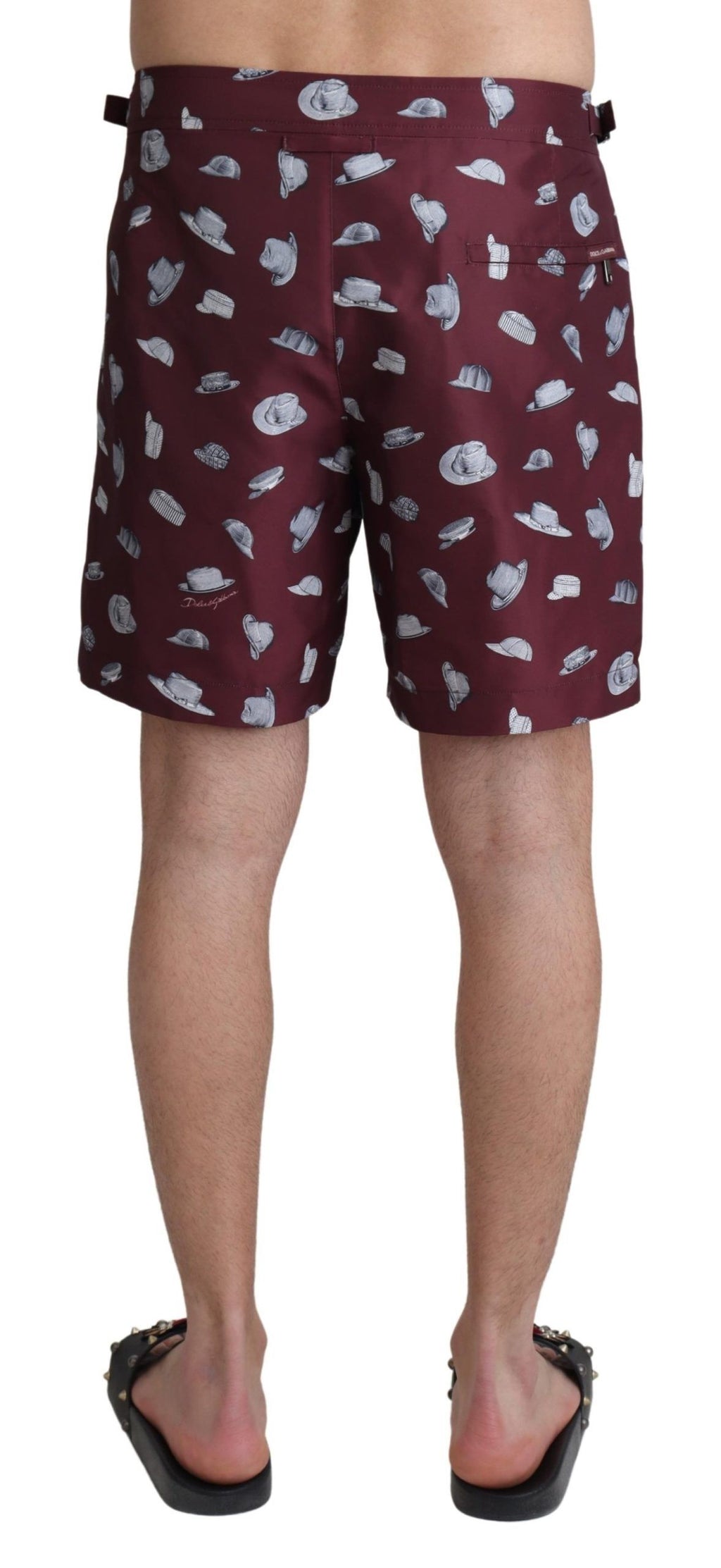 Maroon Hats Print Beachwear Shorts Swimwear - it4-s