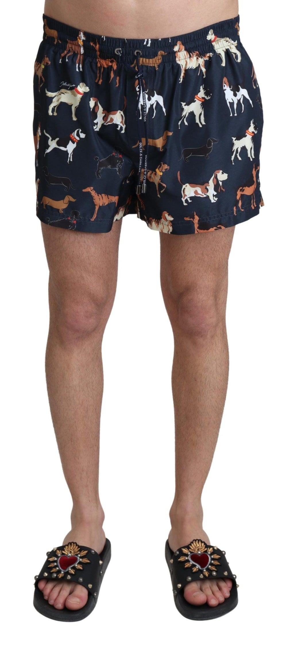 Blue Dog Print Beachwear Shorts Men Swimwear - it4-s
