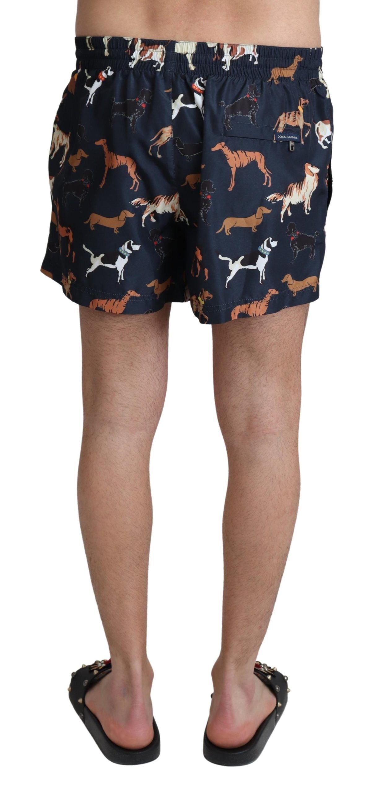 Blue Dog Print Beachwear Shorts Men Swimwear - it4-s