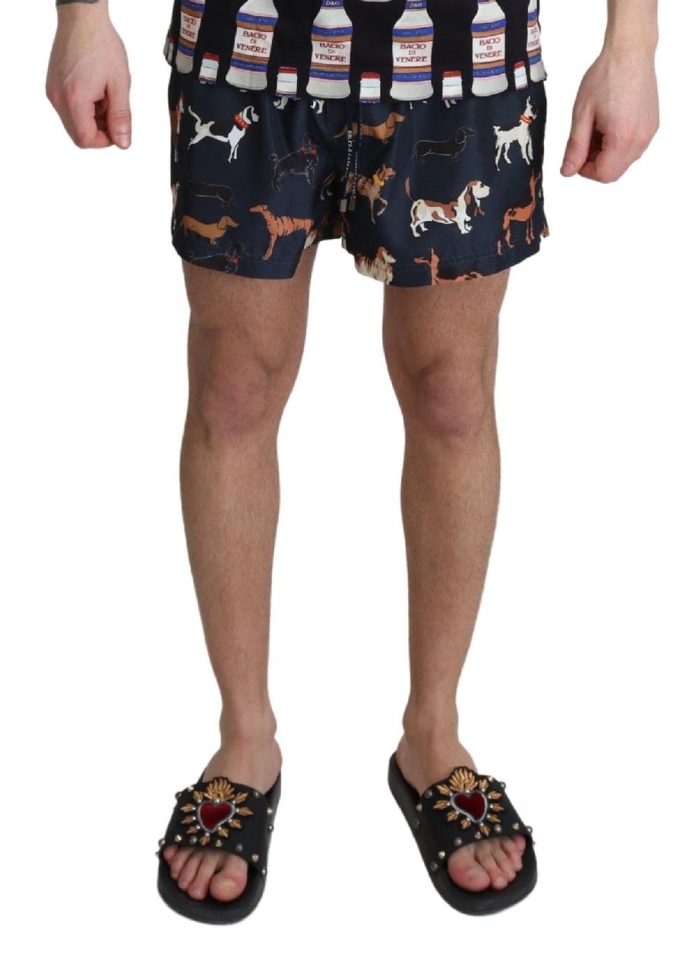 Blue Dog Print Beachwear Shorts Men Swimwear - it4-s