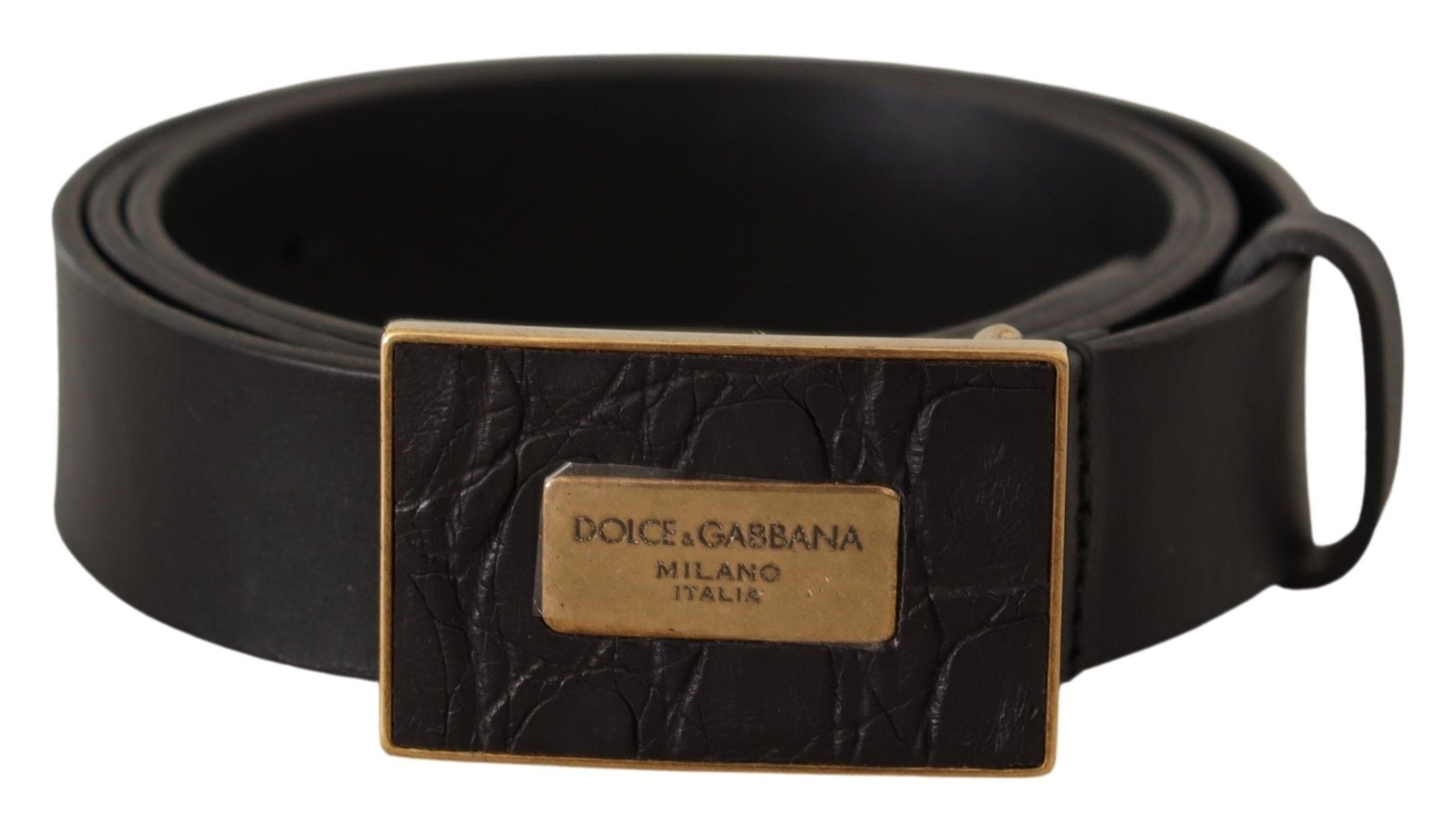 Black Leather Square Buckle Cintura Belt - 100-cm-40-inches