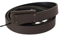 Dark Brown Leather Logo Buckle Belt - 100-cm-40-inches