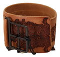 Brown Genuine Leather Black Logo Buckle Belt - 75-cm-30-inches