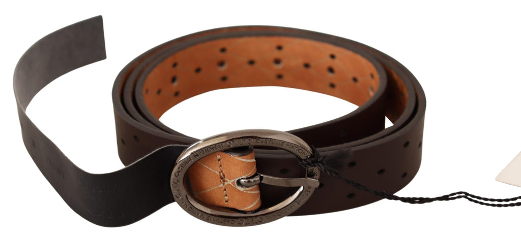 Belt Brown WX Silver Buckle Holes Belt - 85-cm-34-inches