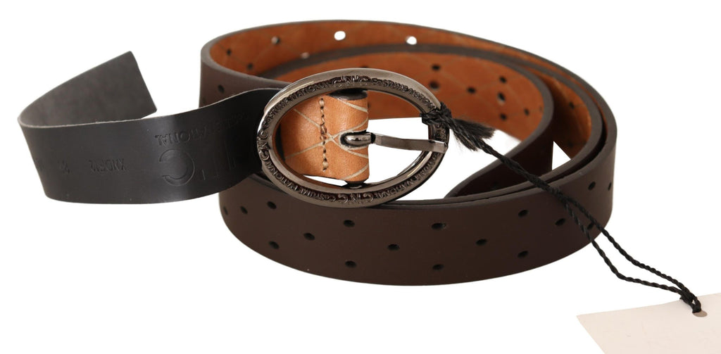 Belt Brown WX Silver Buckle Holes Belt - 85-cm-34-inches
