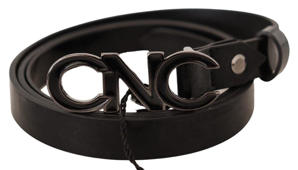 Black Leather Letter Logo Buckle Belt - 85-cm-34-inches