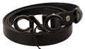 Black Leather Letter Logo Buckle Belt - 85-cm-34-inches