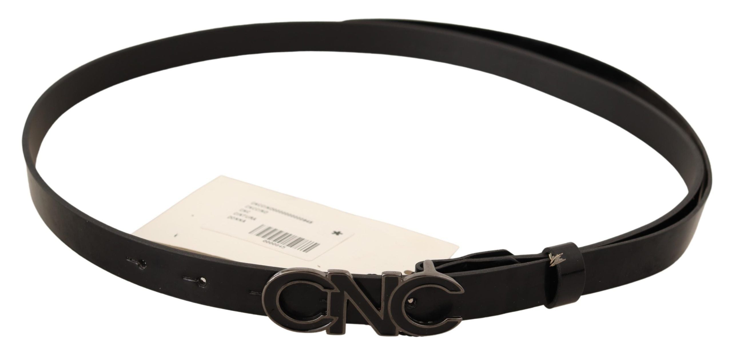 Black Leather Letter Logo Buckle Belt - 85-cm-34-inches